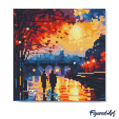 Kit de Punto Diamante Figured’Art "Noche Romántica" (Lienzo con Bastidor 25×25 cm)