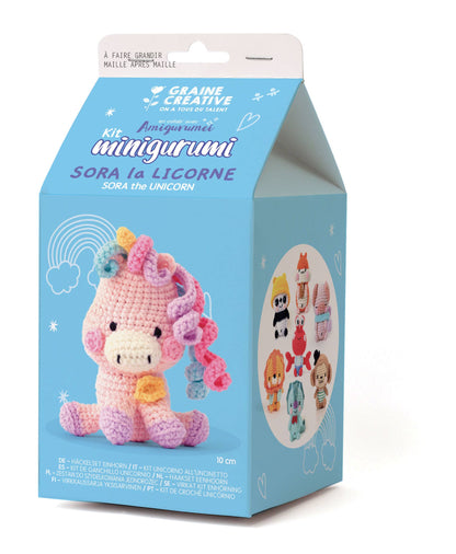 Kit amigurumi Sora la Unicornio Graine Créative para crear un muñeco de crochet DIY, ideal para principiantes, manualidades y regalo creativo.