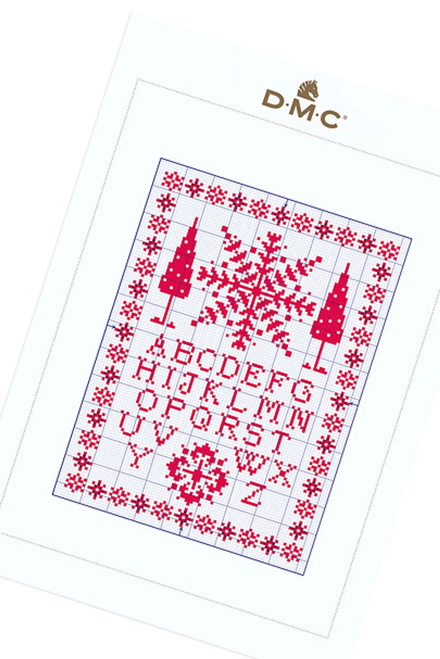 Patrón Gratis de Punto de Cruz "Abecedario Navideño Rojo" - DMC