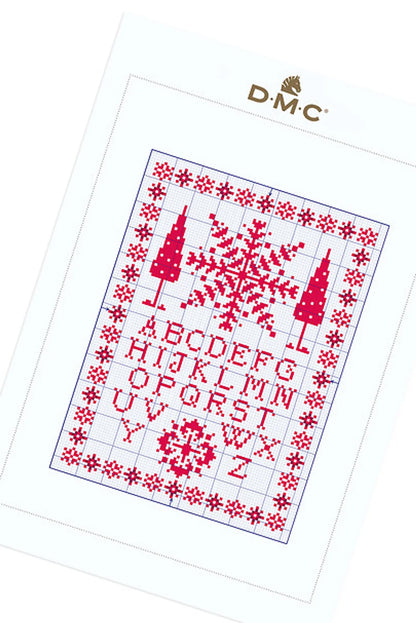 Patrón Gratis de Punto de Cruz "Abecedario Navideño Rojo" - DMC