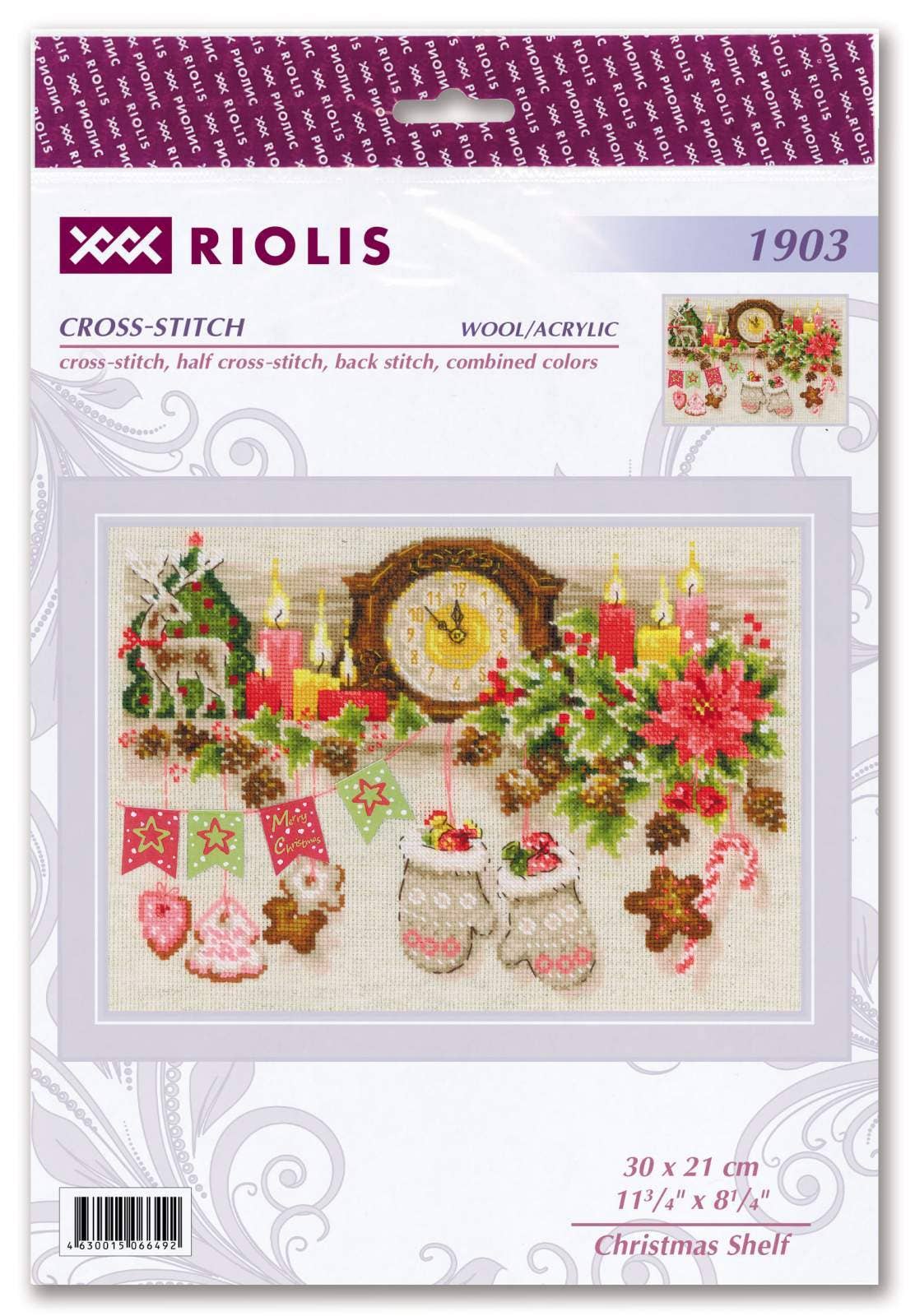 Kit de Punto de Cruz Riolis "Estante de Navidad" - 1903