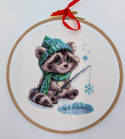 Kit de Punto de Cruz Aine "Mapache Curioso" - A1017