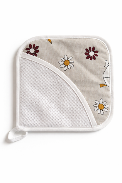 Set Manopla + Agarraderos de Cocina para Bordar "Pato" - BM Ricami