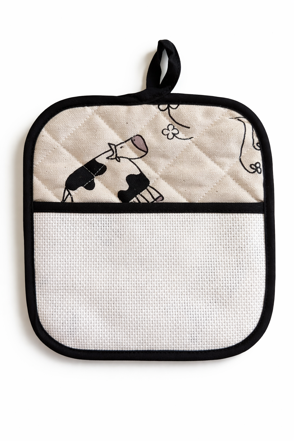 Set Manopla + Agarraderos de Cocina para Bordar "Vacas" - BM Ricami