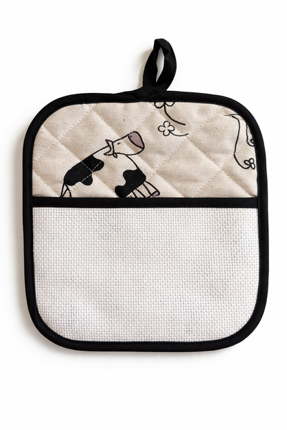Set Manopla + Agarraderos de Cocina para Bordar "Vacas" - BM Ricami