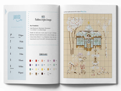 Libro Agenda 2026 Sueños de Flores en Punto de Cruz de Editorial MANGO con 53 gráficos florales, consejos y relatos para bordado y organización creativa.
