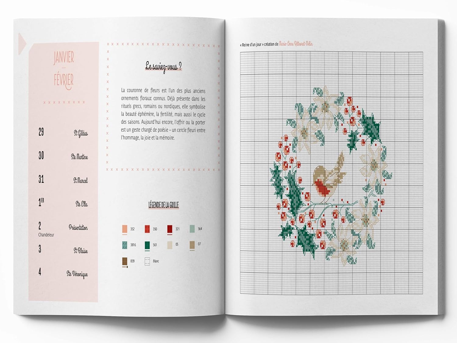 Libro Agenda 2026 Sueños de Flores en Punto de Cruz de Editorial MANGO con 53 gráficos florales, consejos y relatos para bordado y organización creativa.