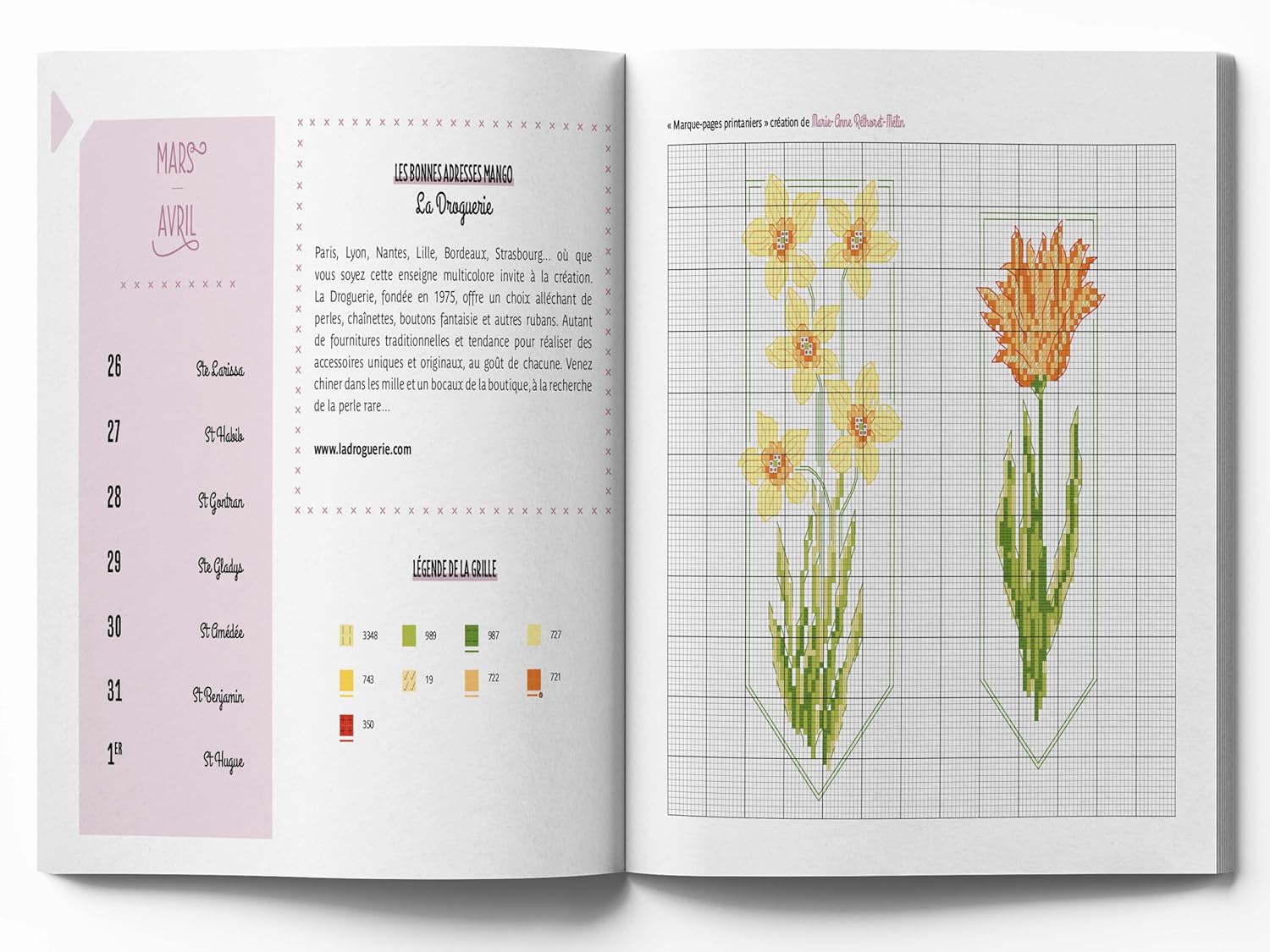Libro Agenda 2026 Sueños de Flores en Punto de Cruz de Editorial MANGO con 53 gráficos florales, consejos y relatos para bordado y organización creativa.
