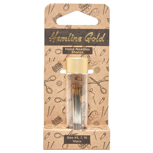 Pack de Agujas de Coser a Mano Sharps Ojo Dorado "Nº5-10" - Hemline Gold