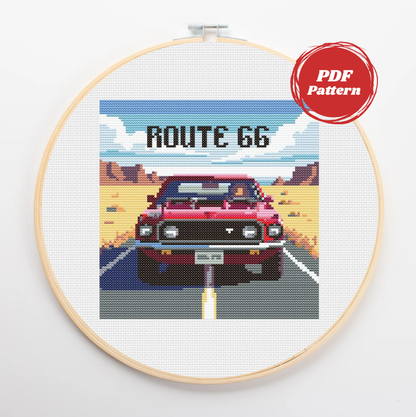 Patrón de Punto de Cruz "Ford Mustang del 69" - CrossGuidetPatterns