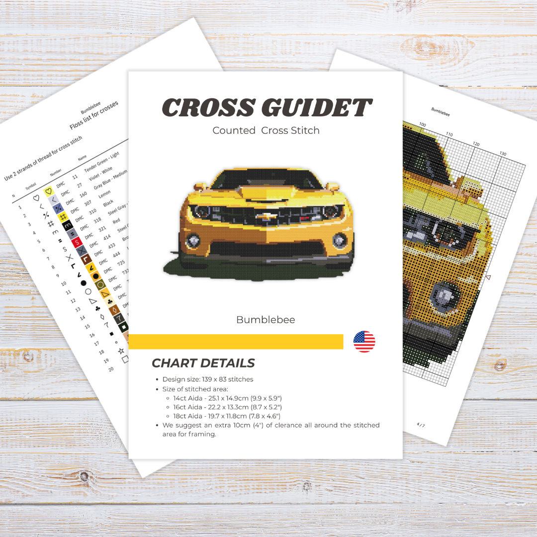 Patrón de Punto de Cruz "Chevrolet Camaro Bumblebee" - CrossGuidetPatterns
