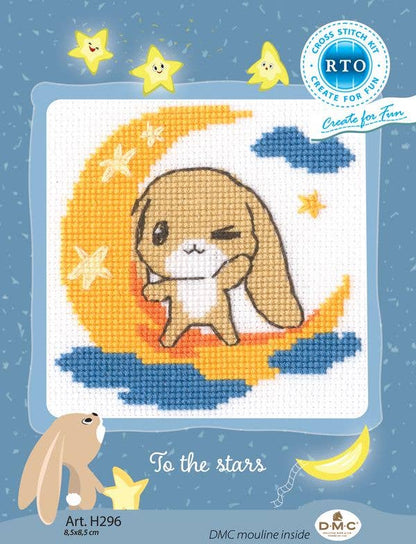 Kit de Punto de Cruz Infantil RTO "Conejito en la Luna" - H296