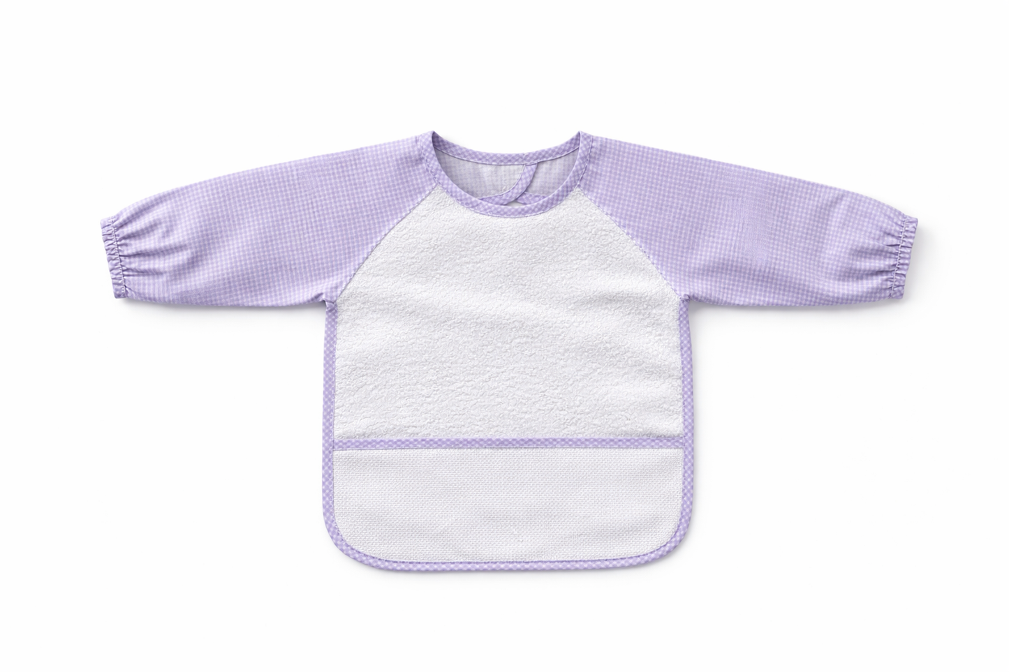 Babero para bordar con mangas BM Ricami con tela Aida para punto de cruz y mangas largas para mayor protección.