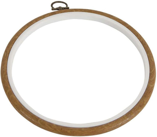 bastidor de bordado de plástico flexible de DMC con efecto madera y arandela para colgar en pared