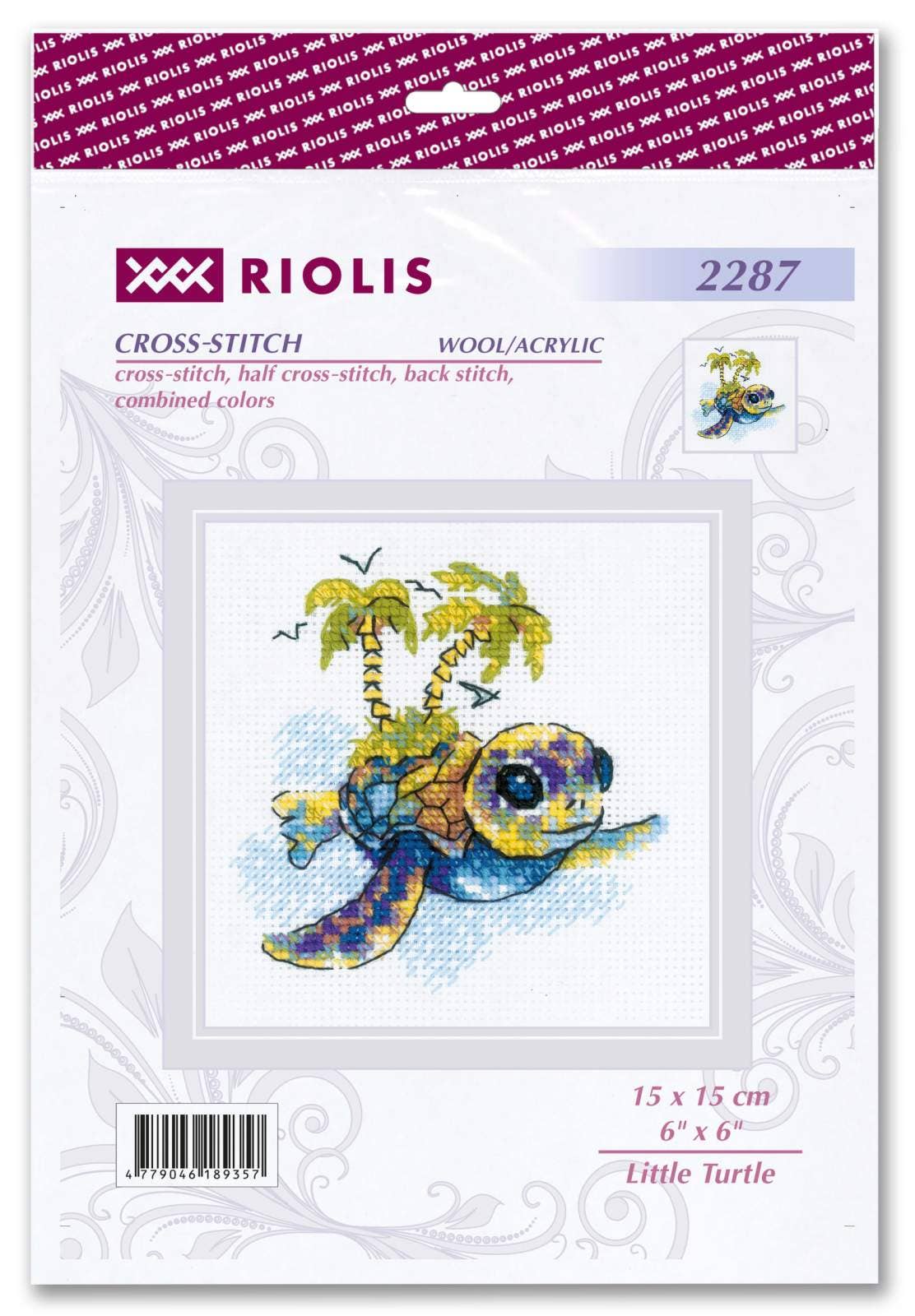 Kit de Punto de Cruz Riolis "Pequeña Tortuga" - 2287
