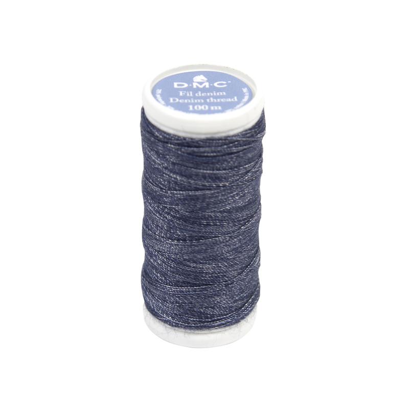 Bobina de hilo denim DMC 3005 azul oscuro jaspeado de 100 m para reparar jeans oscuros y denim índigo