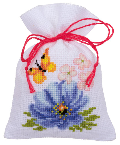 Set de 3 Bolsitas de Hierbas en Punto de Cruz "Flores Coloridas" - Vervaco