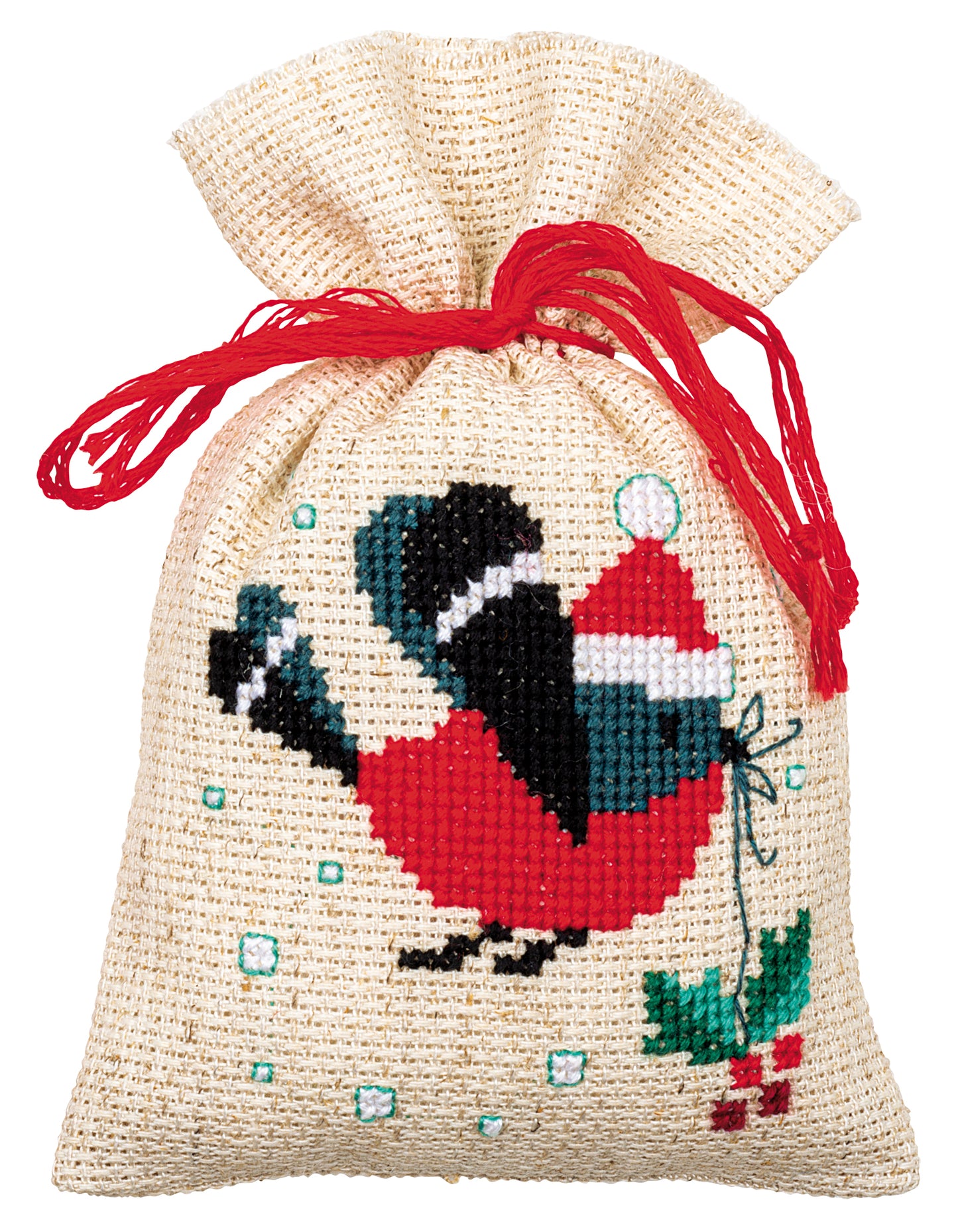 Set de 3 Bolsitas de Hierbas en Punto de Cruz "Pájaros de Navidad" - Vervaco