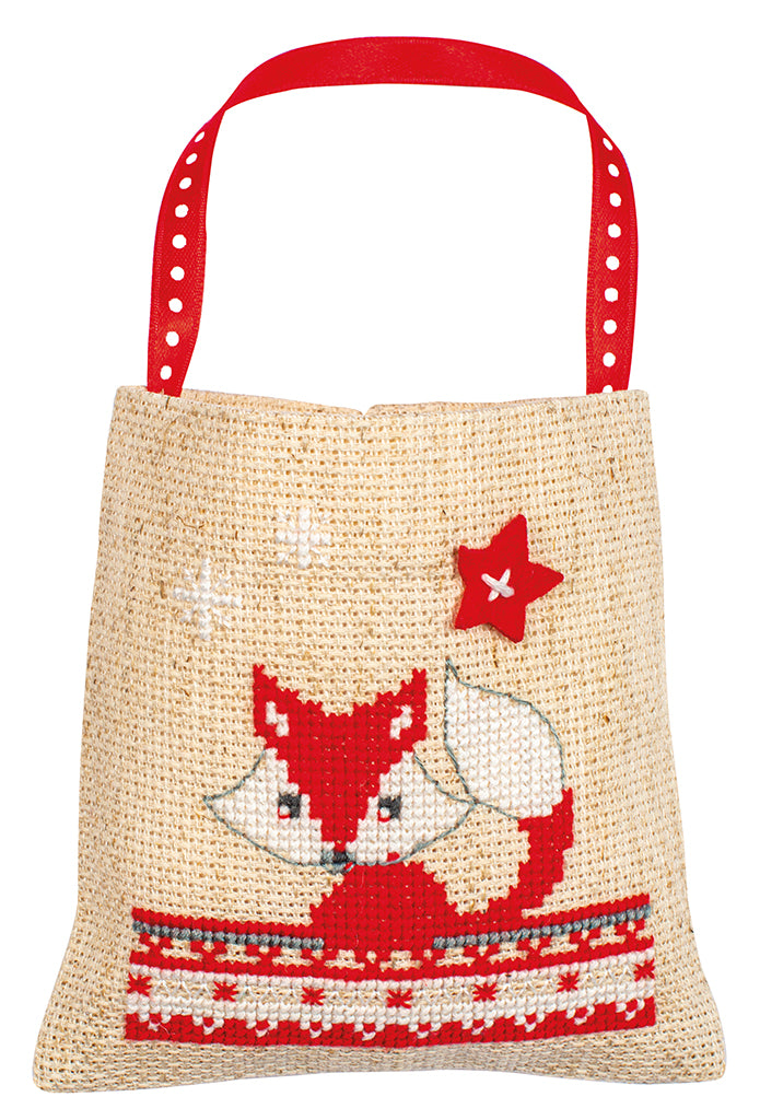 Set de 3 Bolsitas de Regalo en Punto de Cruz "Animales de Navidad" - Vervaco