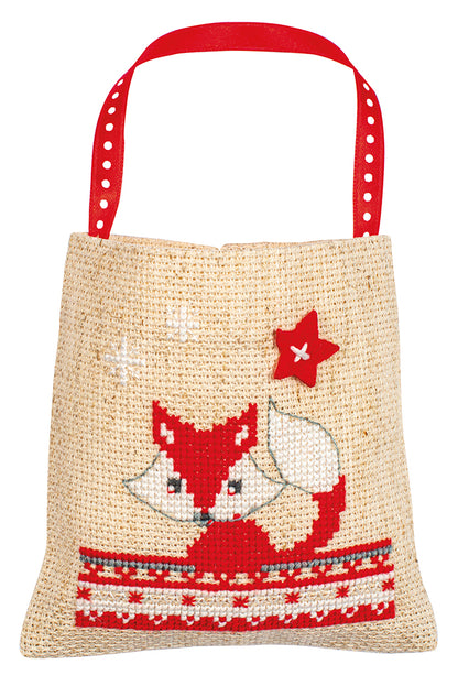 Set de 3 Bolsitas de Regalo en Punto de Cruz "Animales de Navidad" - Vervaco