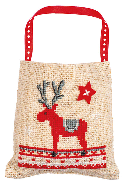Set de 3 Bolsitas de Regalo en Punto de Cruz "Animales de Navidad" - Vervaco