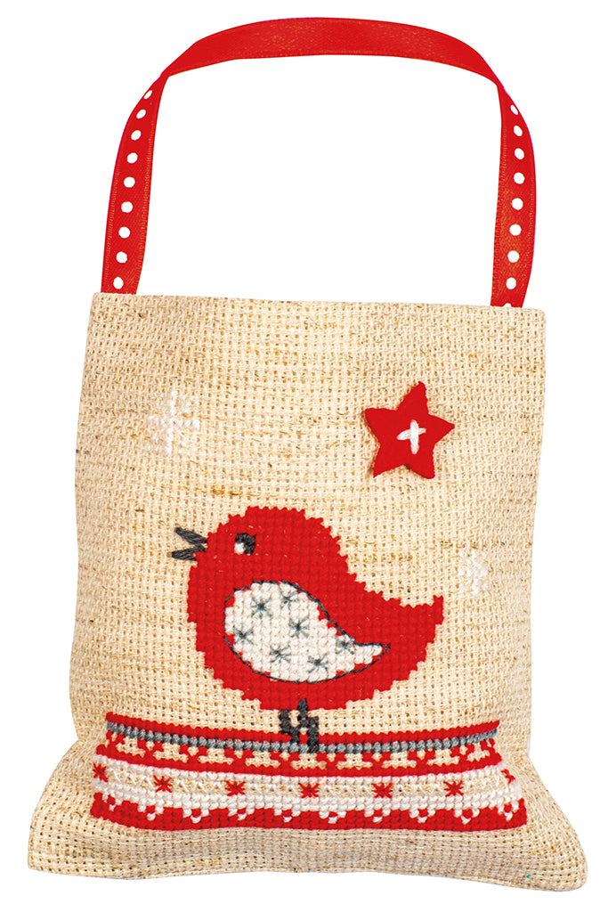 Set de 3 Bolsitas de Regalo en Punto de Cruz "Animales de Navidad" - Vervaco