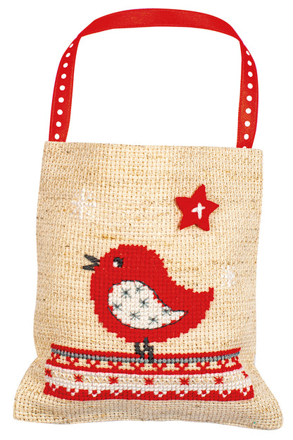 Set de 3 Bolsitas de Regalo en Punto de Cruz "Animales de Navidad" - Vervaco