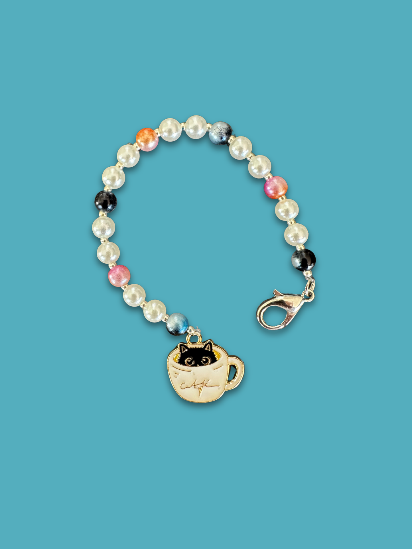 Buscatijeras de Abalorios "Gato Café" - BT007