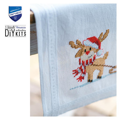 Camino de Mesa en Punto de Cruz "Gnomo y Reno" - Vervaco