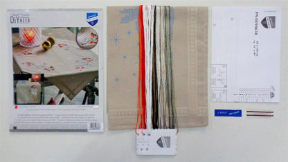 Camino de Mesa en Punto de Cruz "Liebre de nieve y Jilguero" - Vervaco