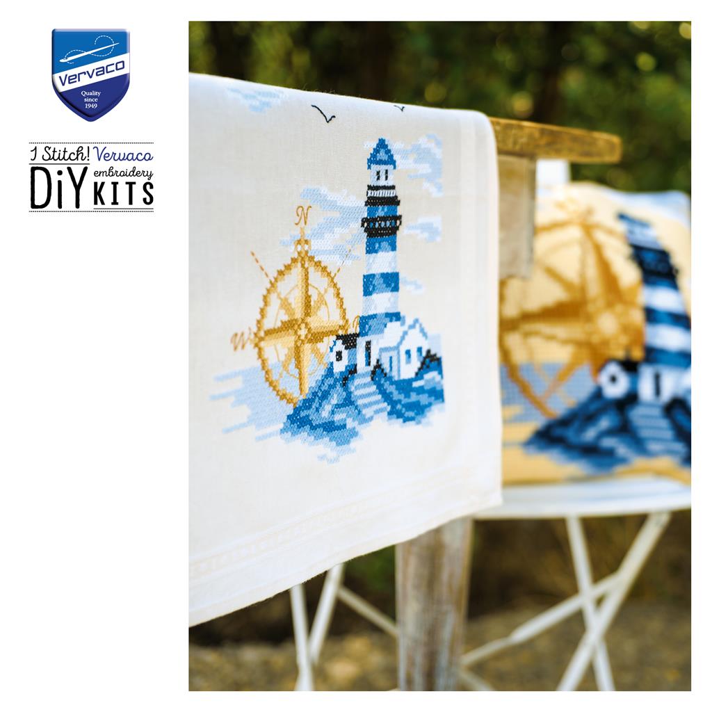 Camino de Mesa en Punto de Cruz "Navy" - Vervaco