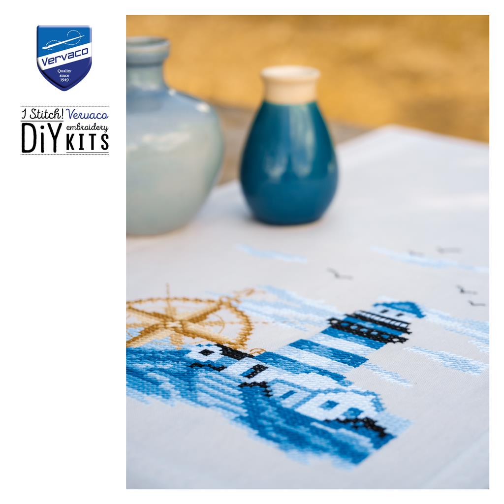 Camino de Mesa en Punto de Cruz "Navy" - Vervaco