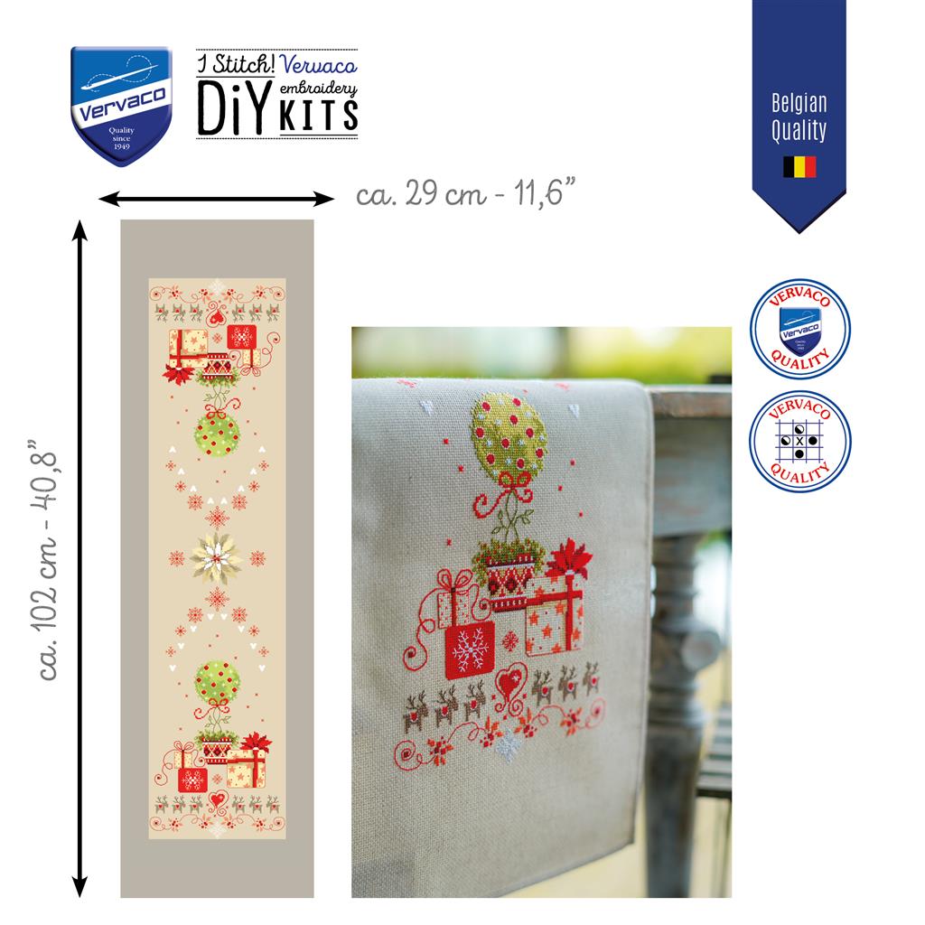 Camino de Mesa en Punto de Cruz "Regalos bajo el árbol" - Vervaco