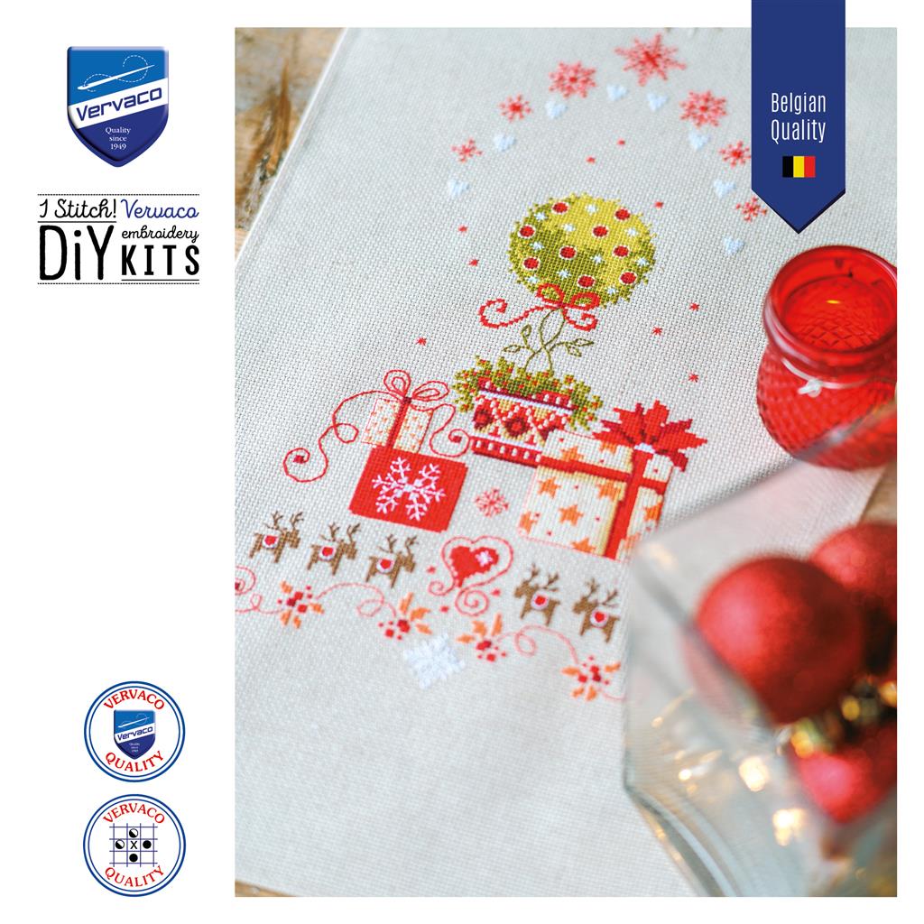 Camino de Mesa en Punto de Cruz "Regalos bajo el árbol" - Vervaco