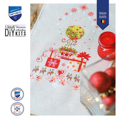 Camino de Mesa en Punto de Cruz "Regalos bajo el árbol" - Vervaco