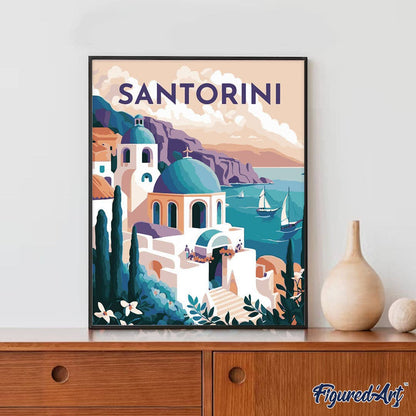 Kit de Punto Diamante Figured’Art "Póster de Santorini" 40x50cm