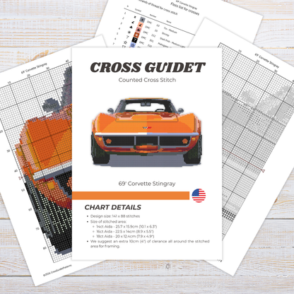 Patrón de Punto de Cruz "69' Corvette Stingray" - CrossGuidetPatterns
