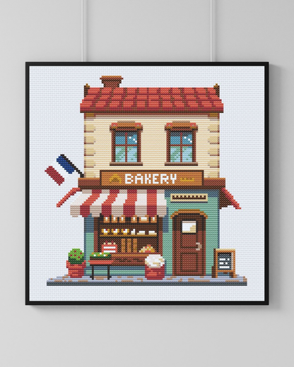 Patrón de Punto de Cruz "Cozy French Bakery" - CrossGuidetPatterns