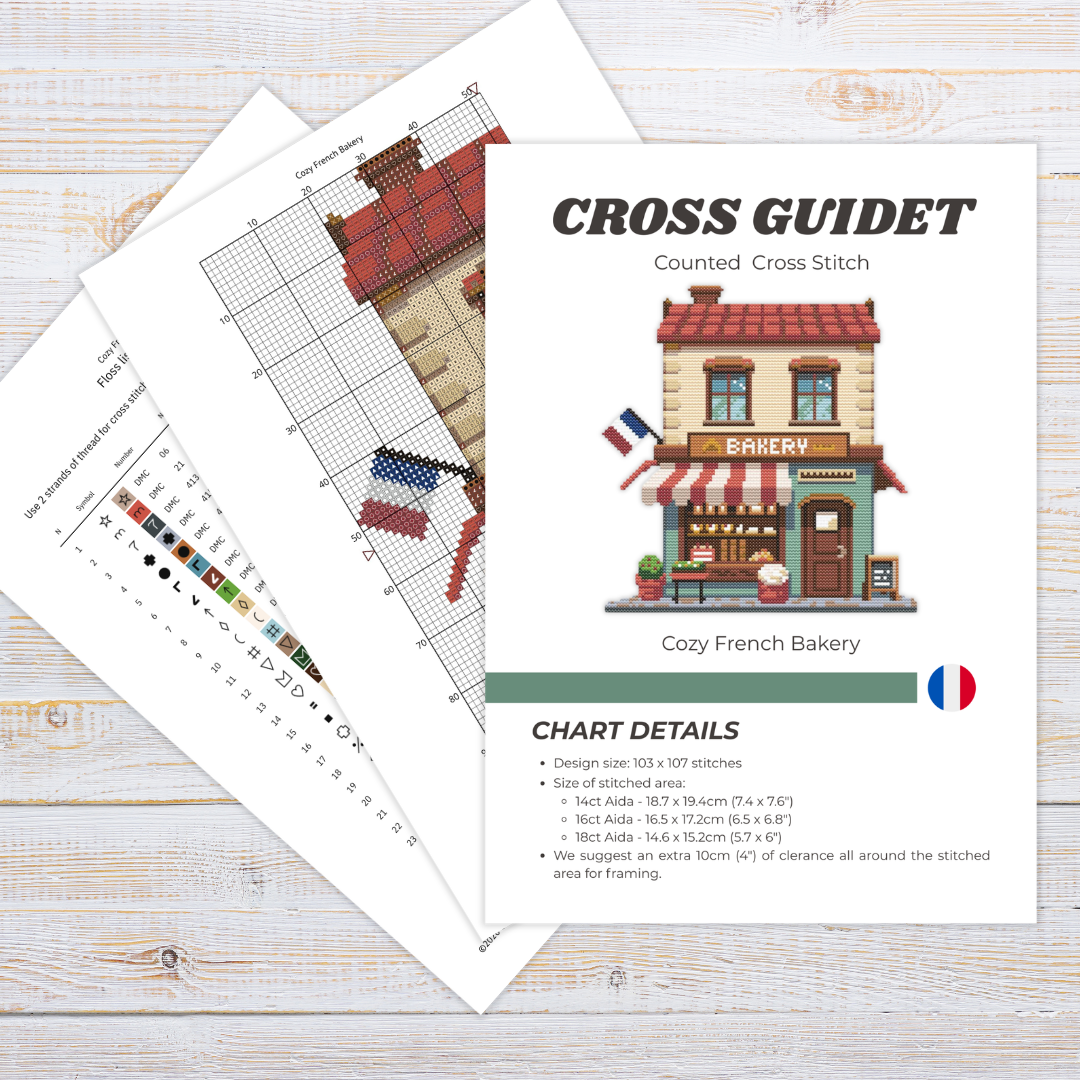Patrón de Punto de Cruz "Cozy French Bakery" - CrossGuidetPatterns