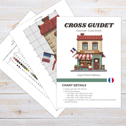 Patrón de Punto de Cruz "Cozy French Bakery" - CrossGuidetPatterns