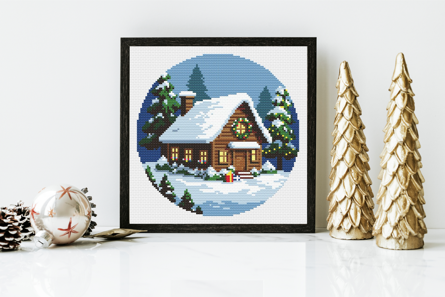 Patrón de Punto de Cruz "Cozy Winter Cottage 2" - CrossGuidetPatterns