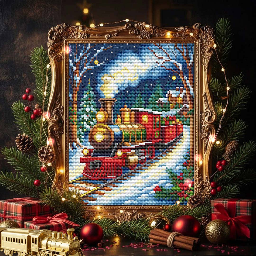 Kit de Punto de Cruz Collection D'Art "Tren de Navidad" - BC8144
