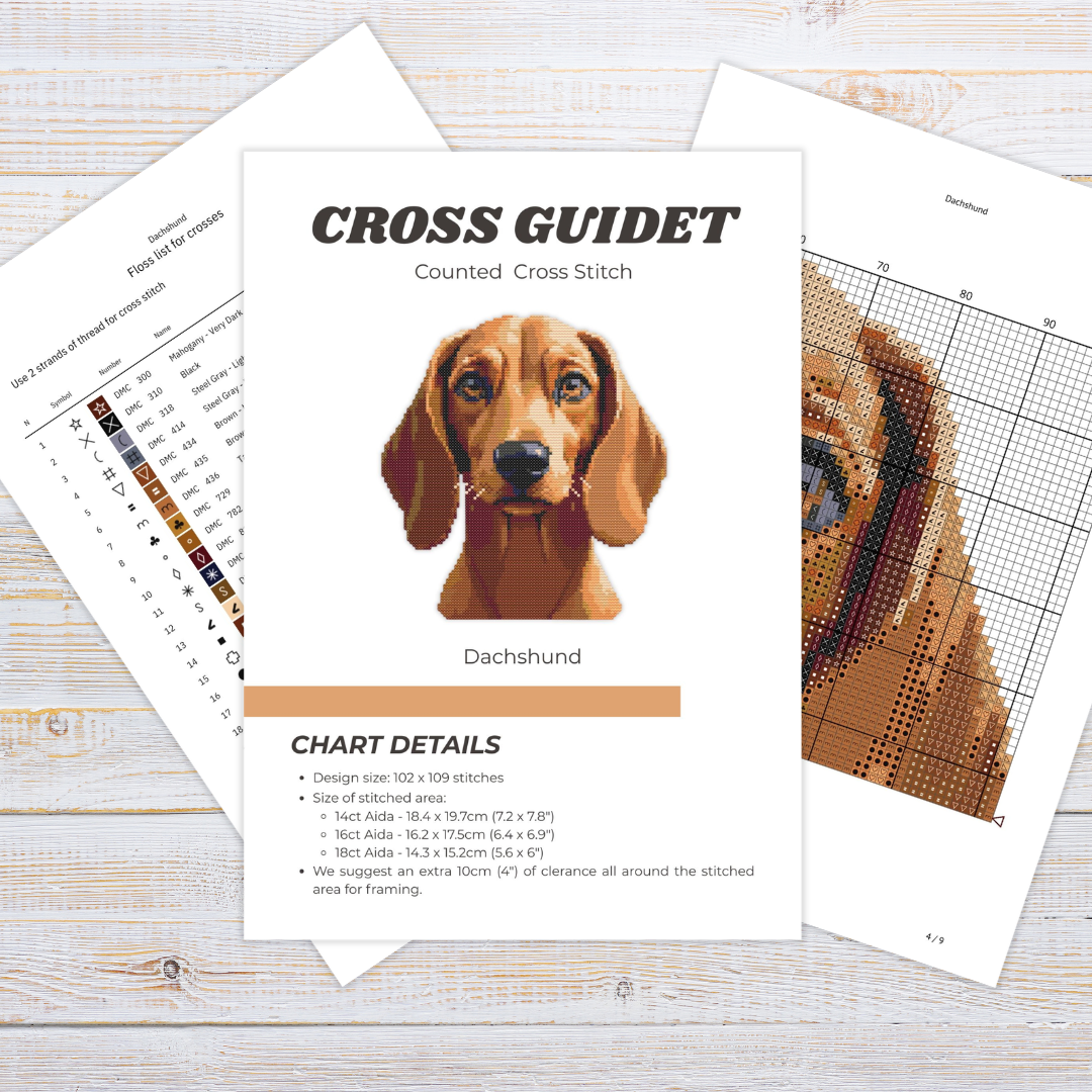 Patrón de Punto de Cruz "Dachshund" - CrossGuidetPatterns
