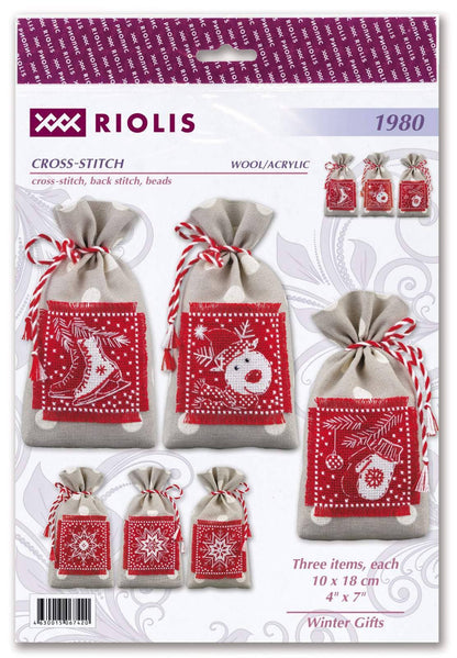 Set de 3 Bolsitas de Hierbas en Punto de Cruz "Regalos de Invierno" - Riolis