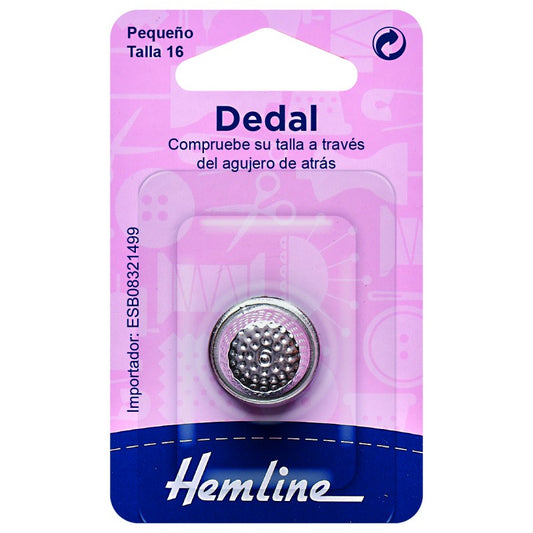 Dedal universal metálico Hemline en tallas S, M y L, ideal para proteger los dedos durante la costura a mano o con máquina.