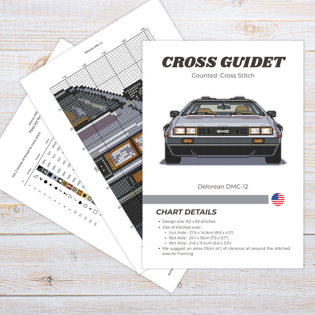Patrón de Punto de Cruz "Delorean Regreso al Futuro" - CrossGuidetPatterns