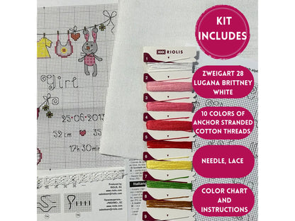 Kit de Punto de Cruz Riolis "¡Es una niña!" - 1417