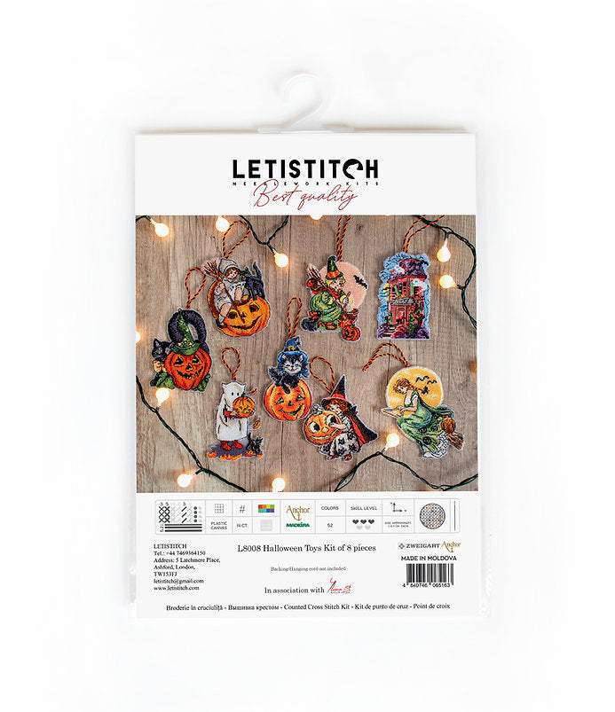 Kit de Punto de Cruz: Plastic Canvas "Halloween Toys Kit de 8 piezas" - L8008