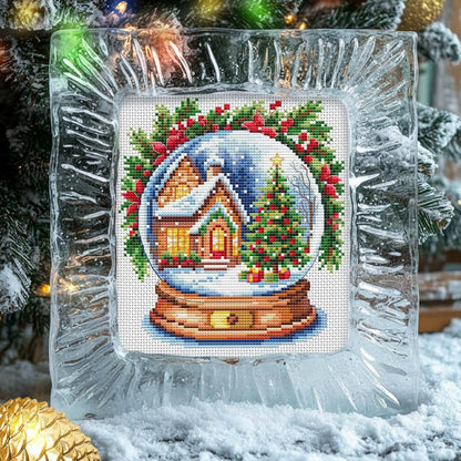 Kit de Ponto de Cruz Collection D'Art "Globo de Neve de Natal" - BC8141