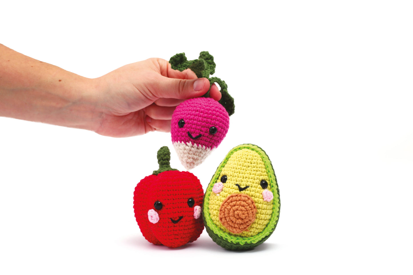 Kit amigurumi Mis Verduras Graine Créative para crear verduras de crochet DIY, ideal para principiantes, manualidades y regalo creativo.